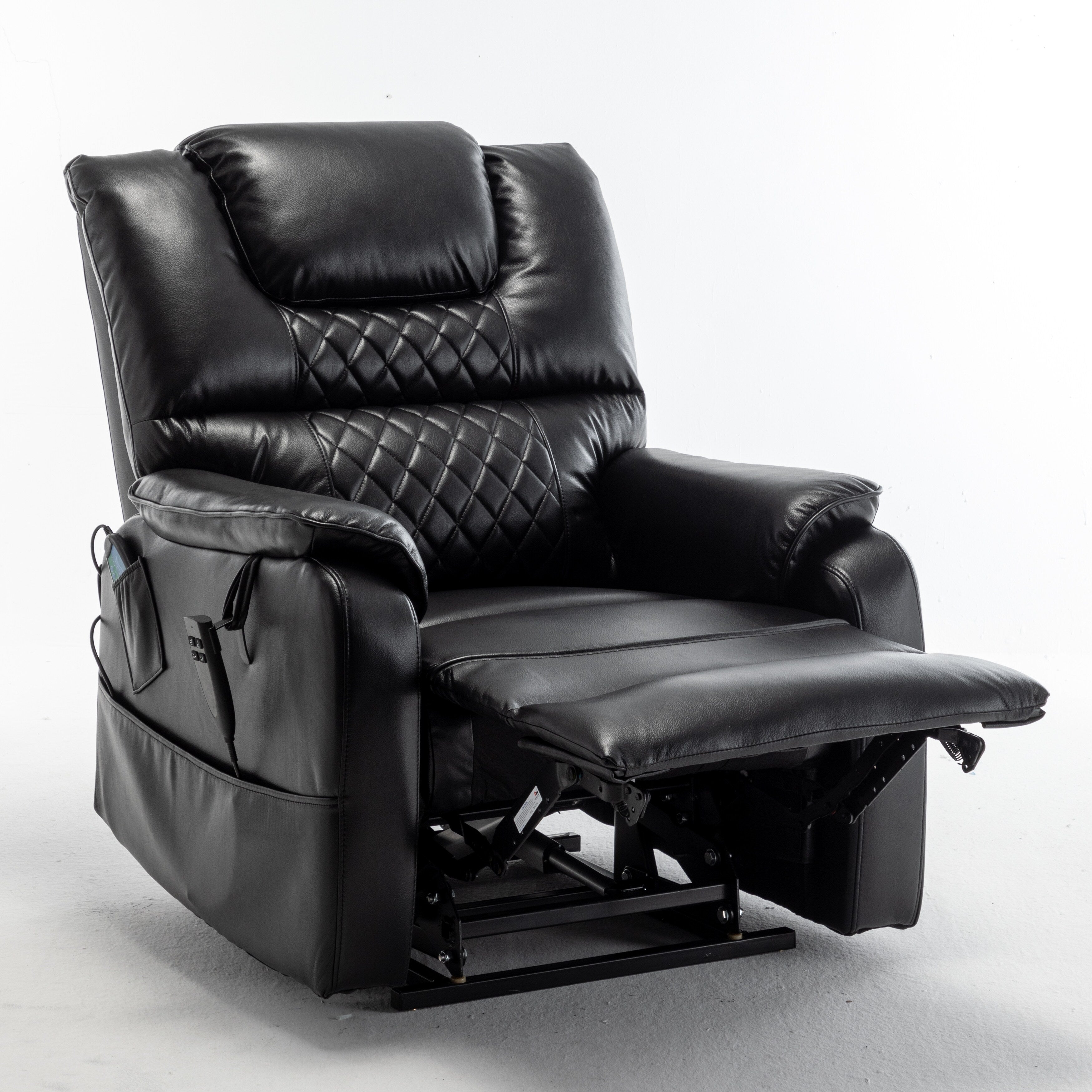 Fauteuil inclinable électrique pour personnes âgées avec inclinaison complète à 180°, moteur OKIN, siège large et poches latérales