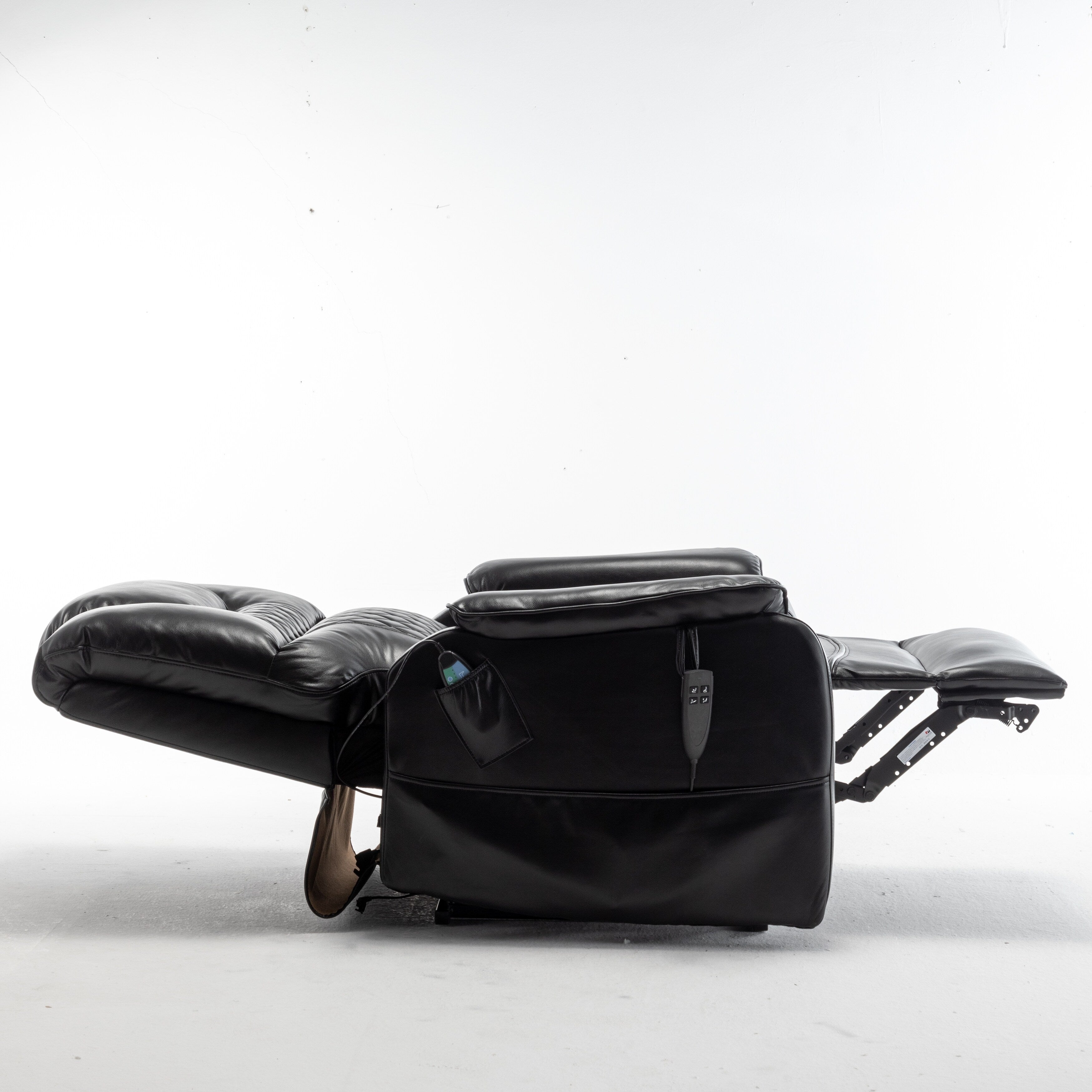 Fauteuil inclinable électrique pour personnes âgées avec inclinaison complète à 180°, moteur OKIN, siège large et poches latérales