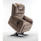 Fauteuil inclinable électrique pour personnes âgées avec inclinaison complète à 180°, moteur OKIN, siège large et poches latérales