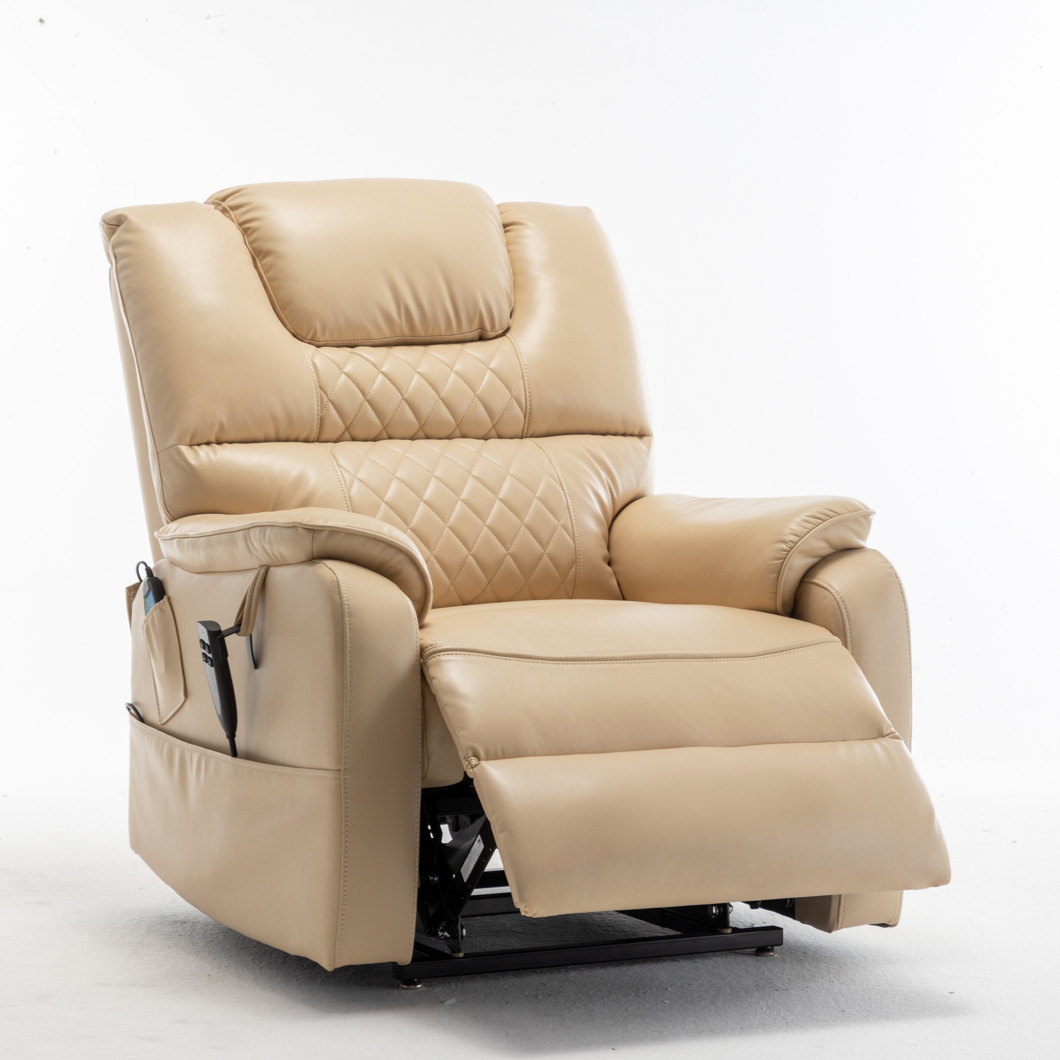 Fauteuil inclinable électrique pour personnes âgées avec inclinaison complète à 180°, moteur OKIN, siège large et poches latérales