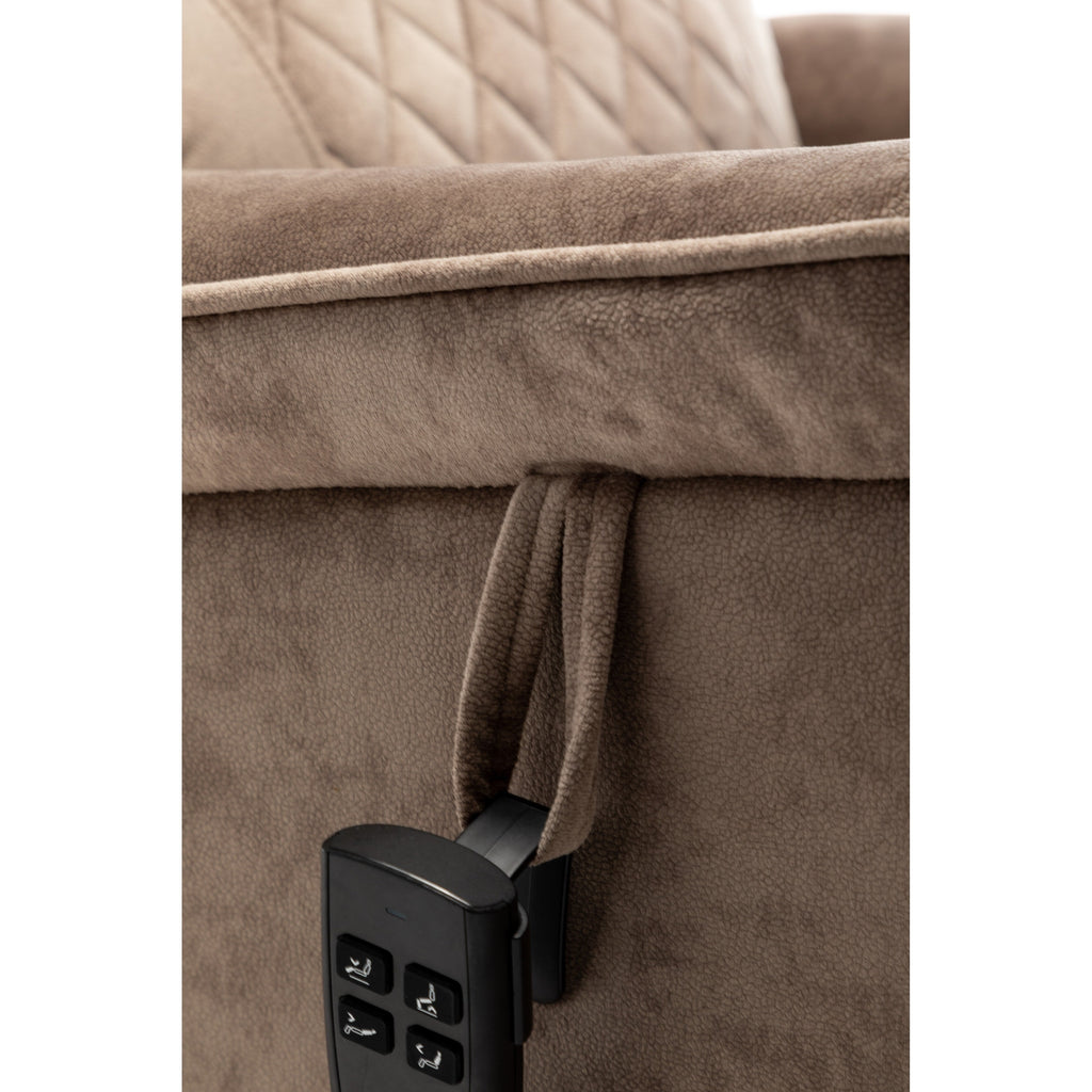 Fauteuil inclinable électrique pour personnes âgées avec inclinaison complète à 180°, moteur OKIN, siège large et poches latérales