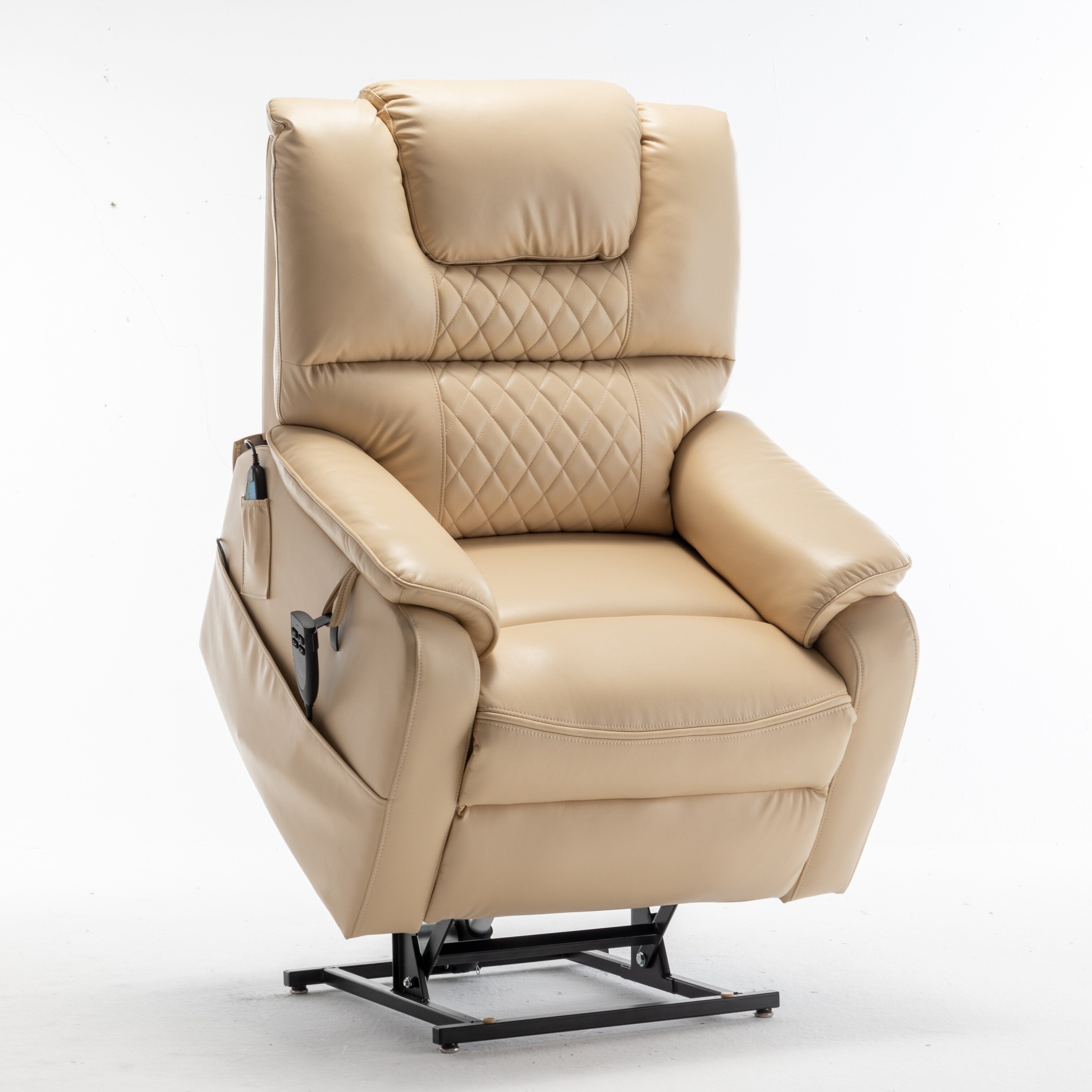 Fauteuil inclinable électrique pour personnes âgées avec inclinaison complète à 180°, moteur OKIN, siège large et poches latérales