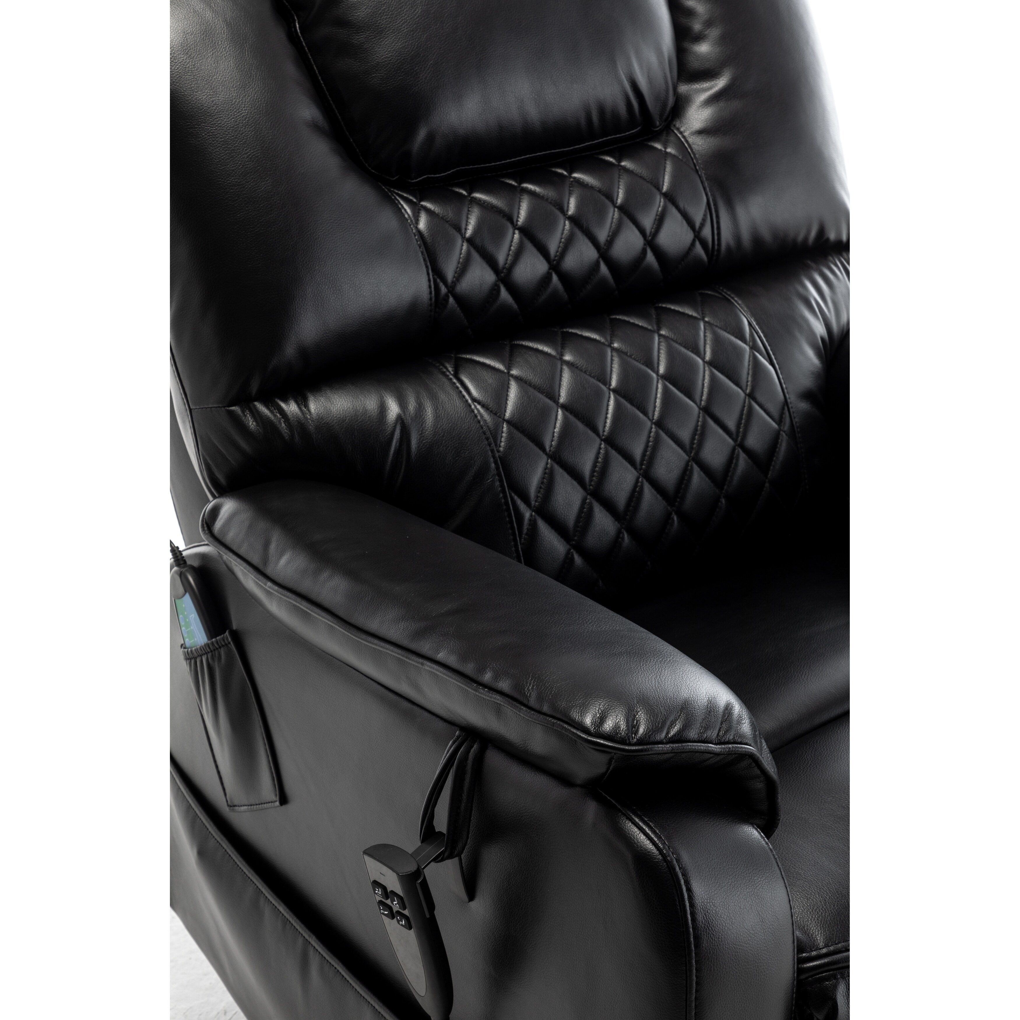 Fauteuil inclinable électrique pour personnes âgées avec inclinaison complète à 180°, moteur OKIN, siège large et poches latérales