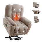 Fauteuil inclinable électrique pour personnes âgées avec chauffage, massage, port USB, poches latérales et tissu résistant