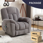 Fauteuil inclinable électrique pour personnes âgées avec chauffage, massage, port USB, poches latérales et tissu résistant