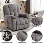Fauteuil inclinable électrique pour personnes âgées avec chauffage, massage, port USB, poches latérales et tissu résistant
