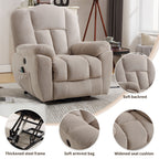 Fauteuil inclinable électrique pour personnes âgées avec chauffage, massage, port USB, poches latérales et tissu résistant