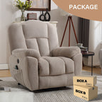 Fauteuil inclinable électrique pour personnes âgées avec chauffage, massage, port USB, poches latérales et tissu résistant