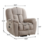 Fauteuil inclinable électrique pour personnes âgées avec chauffage, massage, port USB, poches latérales et tissu résistant