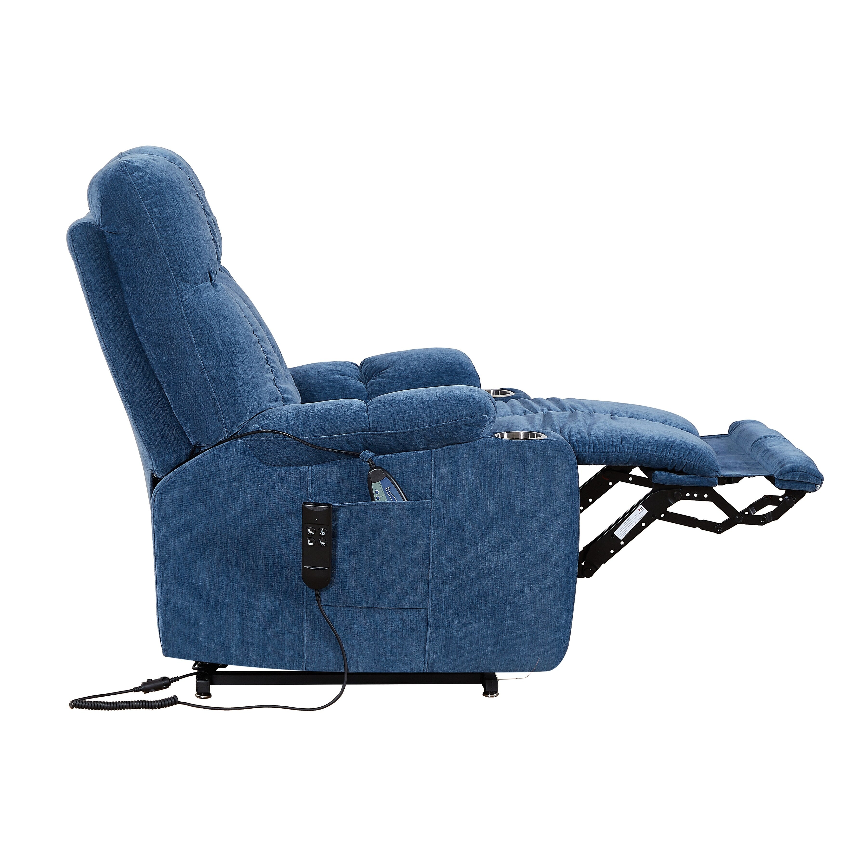 Canapé inclinable électrique avec massage et chauffage, 8 points de vibration, 1 point de chauffage lombaire, dossier réglable et repose-pieds