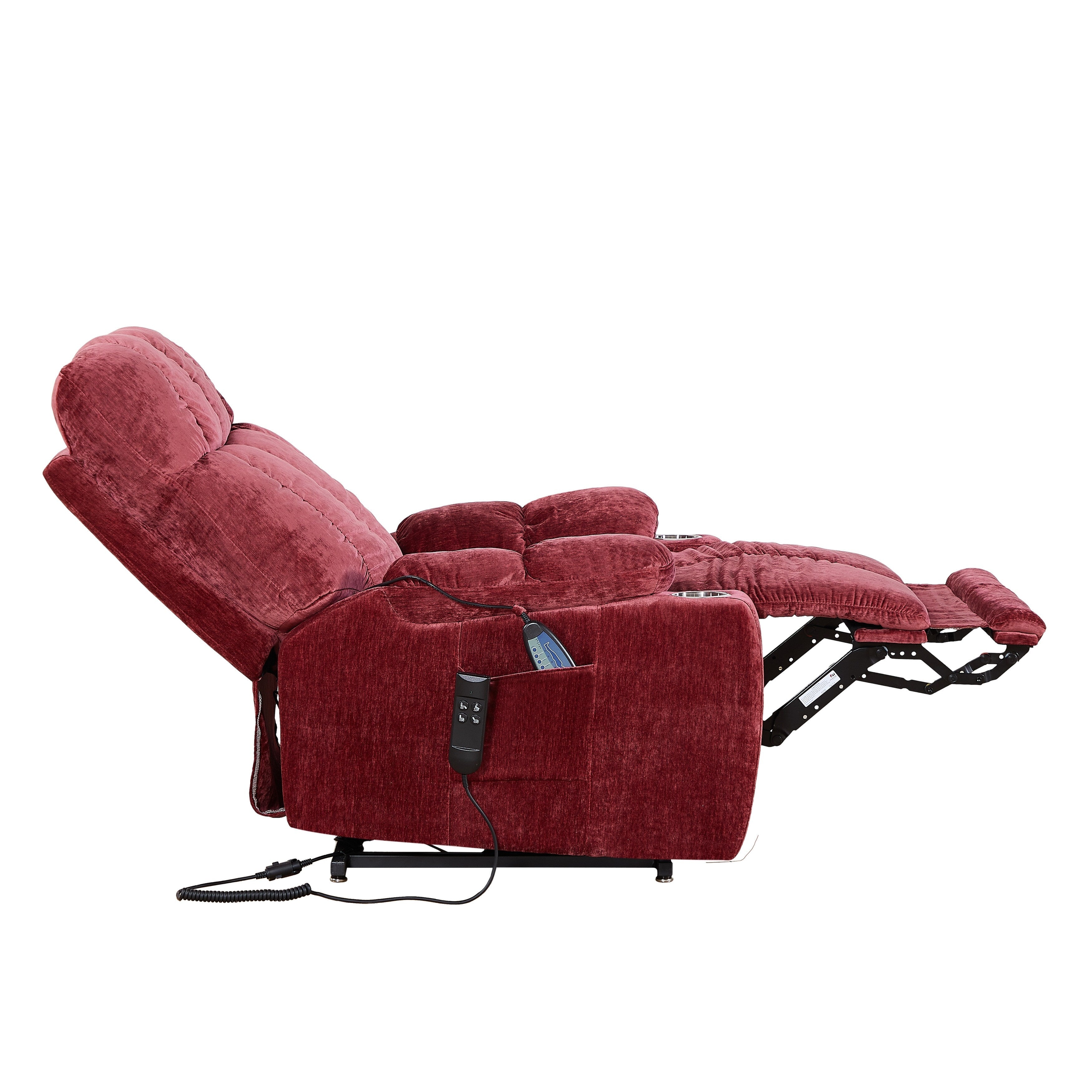 Canapé inclinable électrique avec massage et chauffage, 8 points de vibration, 1 point de chauffage lombaire, dossier réglable et repose-pieds