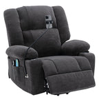 Fauteuil inclinable électrique avec massage, chauffage, support de téléphone rotatif à 360°, poches latérales et porte-gobelets pour personnes âgées