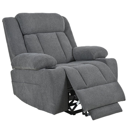 Fauteuil inclinable électrique pour personnes âgées, avec repose-pieds allongé, télécommande, poches latérales et 2 porte-gobelets