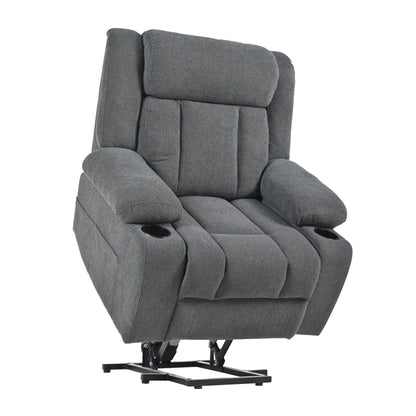 Fauteuil inclinable électrique pour personnes âgées, avec repose-pieds allongé, télécommande, poches latérales et 2 porte-gobelets