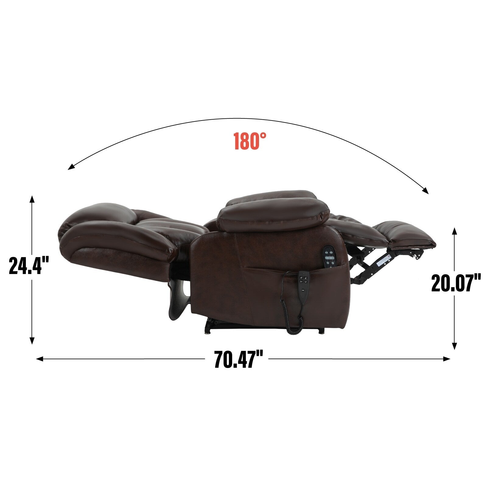 Fauteuil inclinable électrique avec deux moteurs, massage par vibrations à 8 points et chauffage lombaire