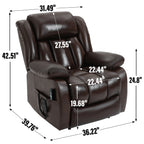 Fauteuil inclinable électrique avec deux moteurs, massage par vibrations à 8 points et chauffage lombaire
