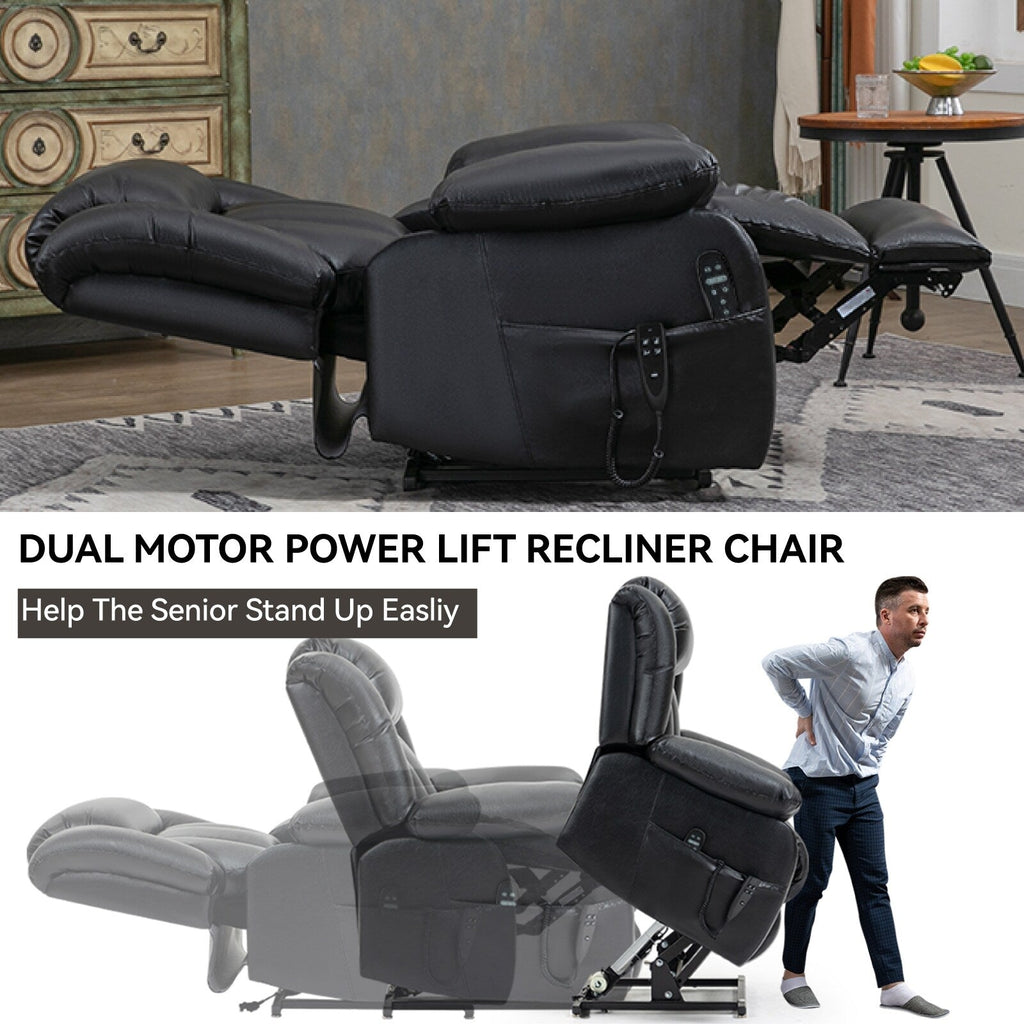 Fauteuil inclinable électrique avec deux moteurs, massage par vibrations à 8 points et chauffage lombaire