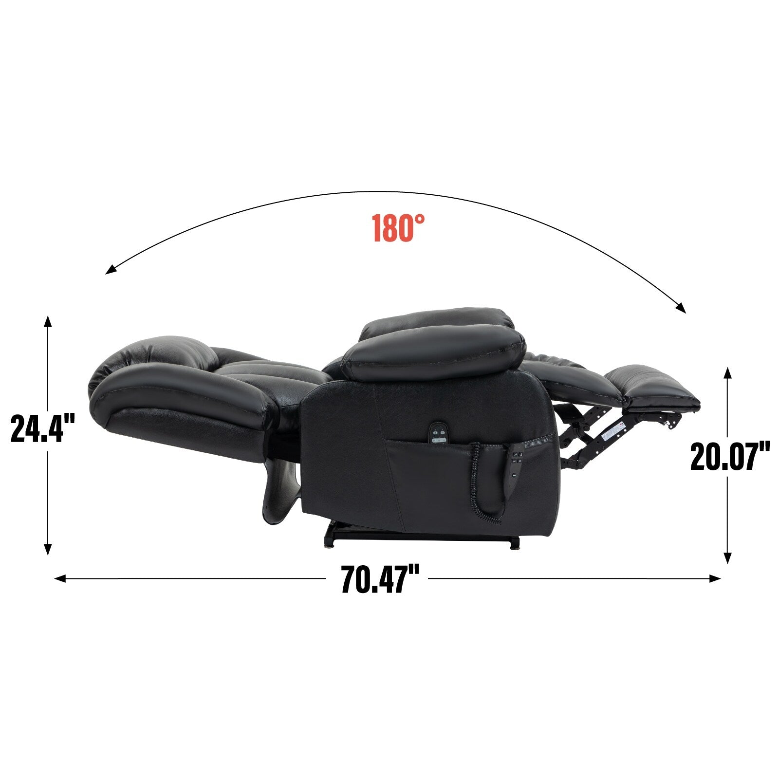 Fauteuil inclinable électrique avec deux moteurs, massage par vibrations à 8 points et chauffage lombaire