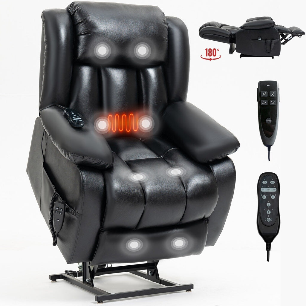 Fauteuil inclinable électrique avec deux moteurs, massage par vibrations à 8 points et chauffage lombaire