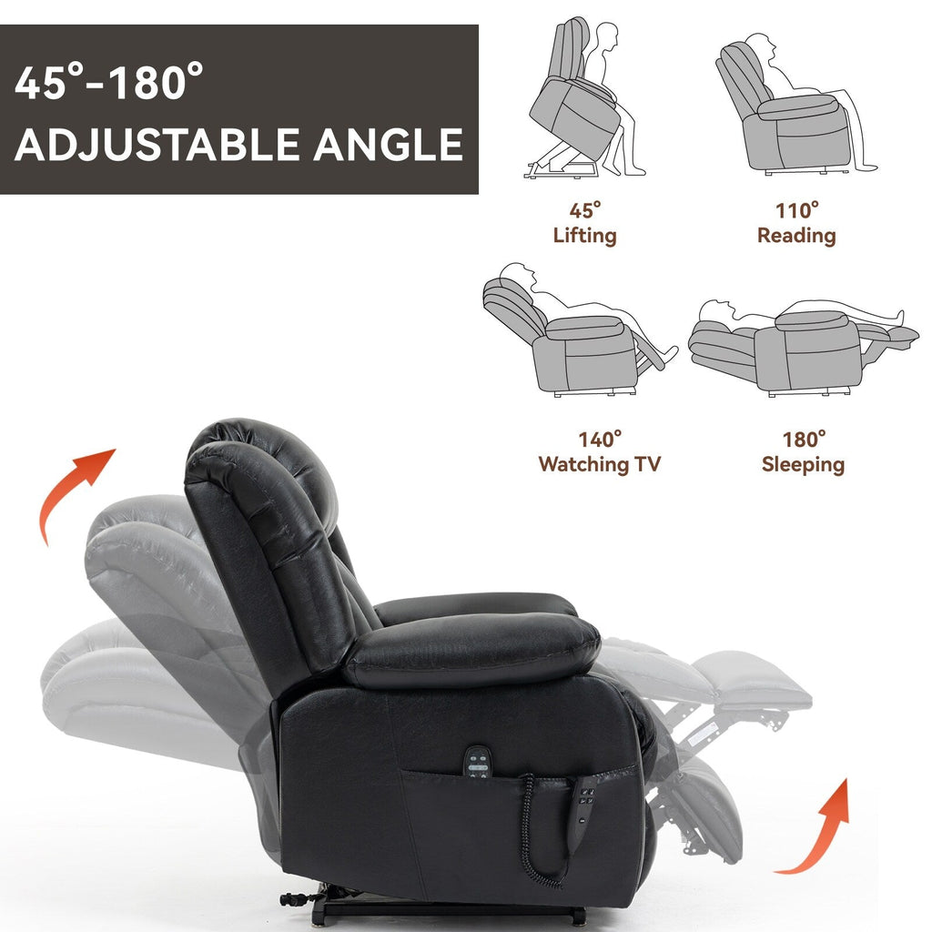Fauteuil inclinable électrique avec deux moteurs, massage par vibrations à 8 points et chauffage lombaire