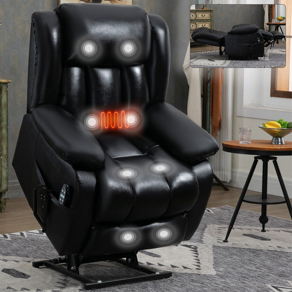 Fauteuil inclinable électrique avec deux moteurs, massage par vibrations à 8 points et chauffage lombaire