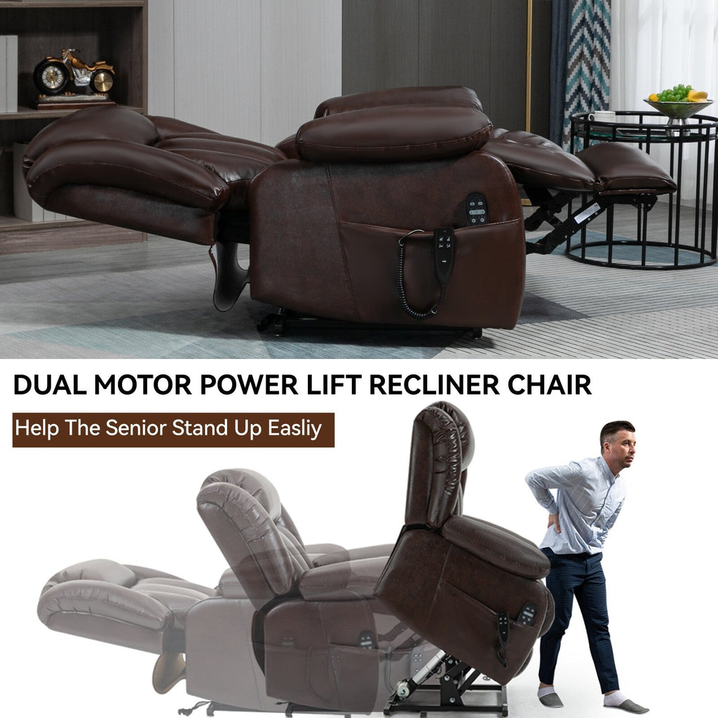 Fauteuil inclinable électrique avec deux moteurs, massage par vibrations à 8 points et chauffage lombaire