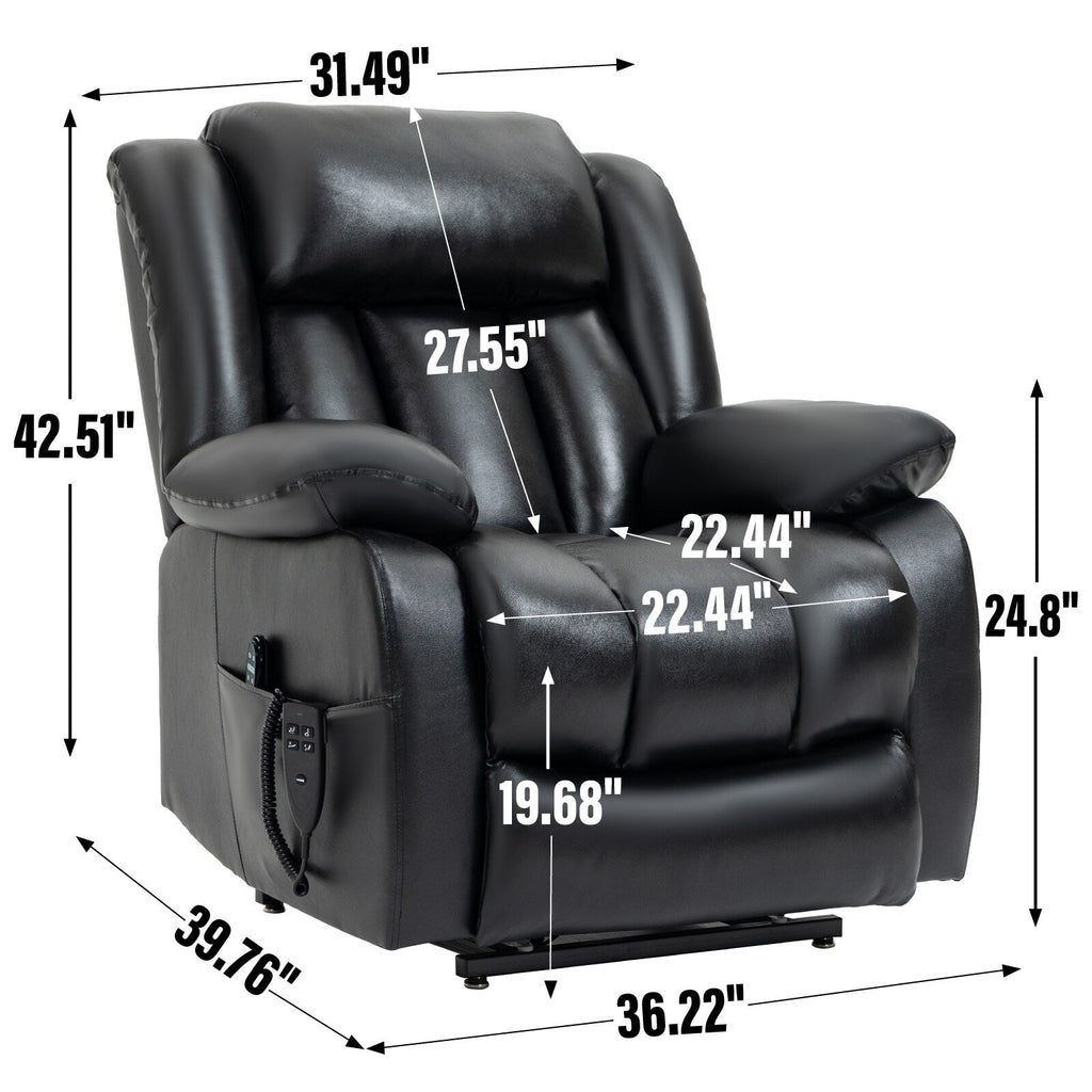 Fauteuil inclinable électrique avec deux moteurs, massage par vibrations à 8 points et chauffage lombaire