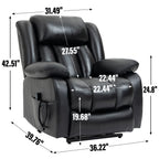 Fauteuil inclinable électrique avec deux moteurs, massage par vibrations à 8 points et chauffage lombaire