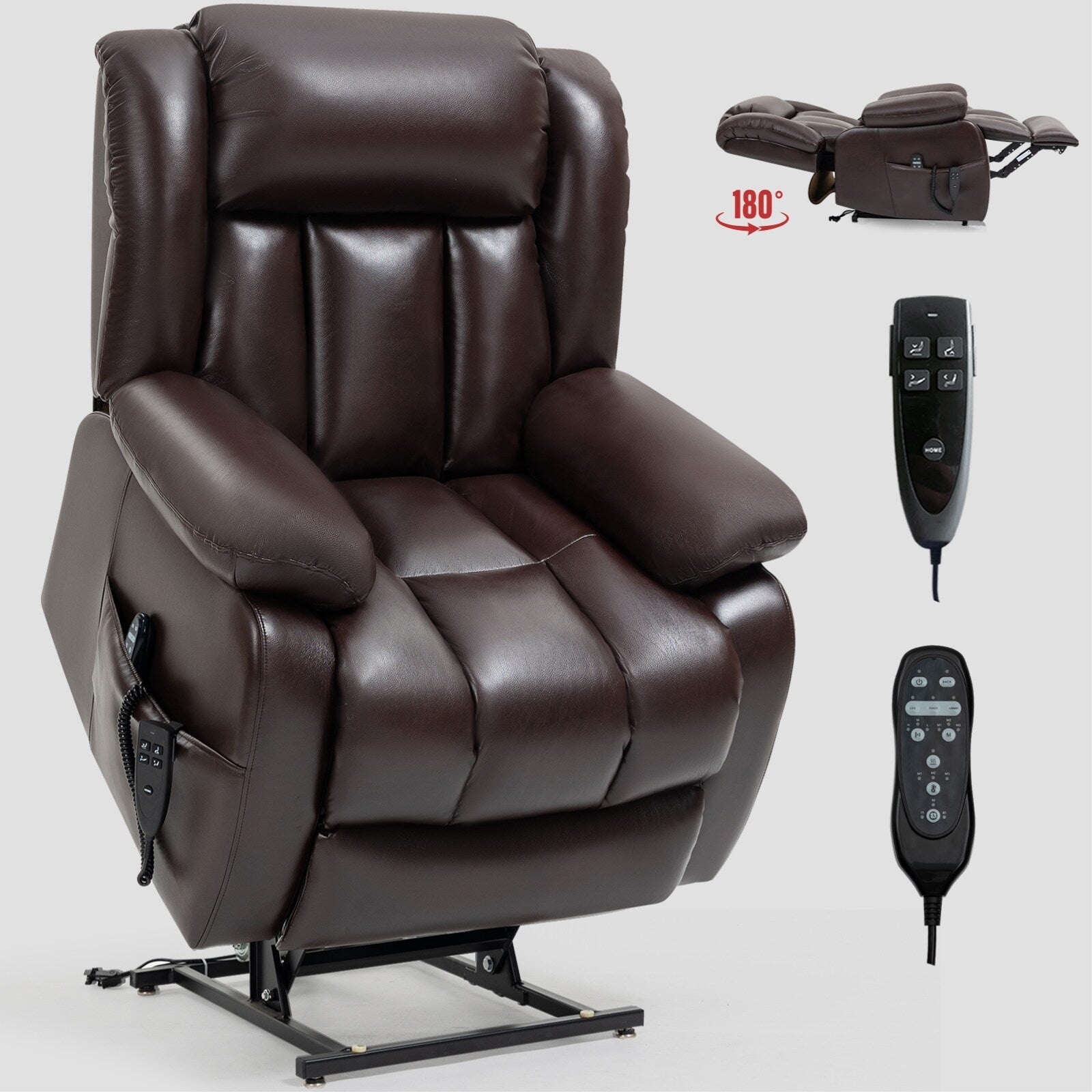 Fauteuil inclinable électrique avec deux moteurs, massage par vibrations à 8 points et chauffage lombaire
