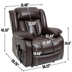 Fauteuil inclinable électrique avec deux moteurs, massage par vibrations à 8 points et chauffage lombaire