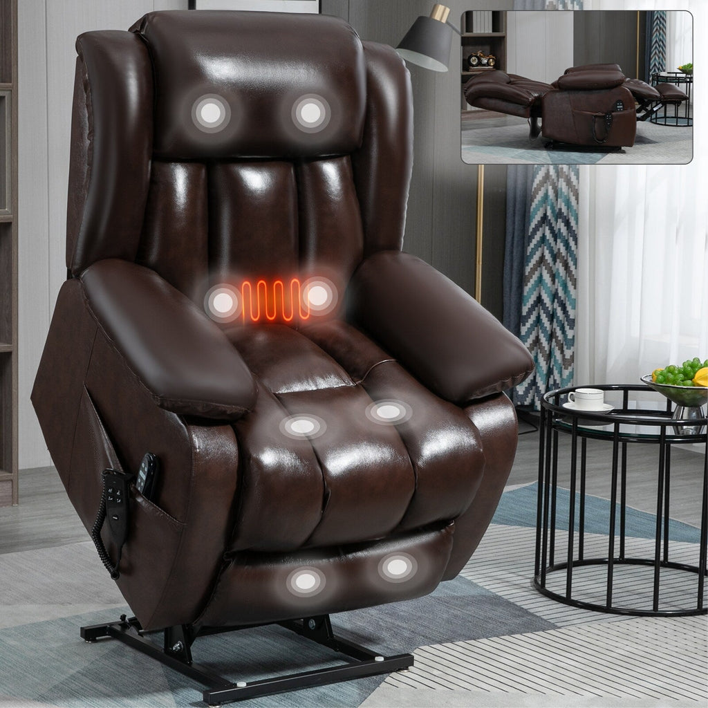 Fauteuil inclinable électrique avec deux moteurs, massage par vibrations à 8 points et chauffage lombaire