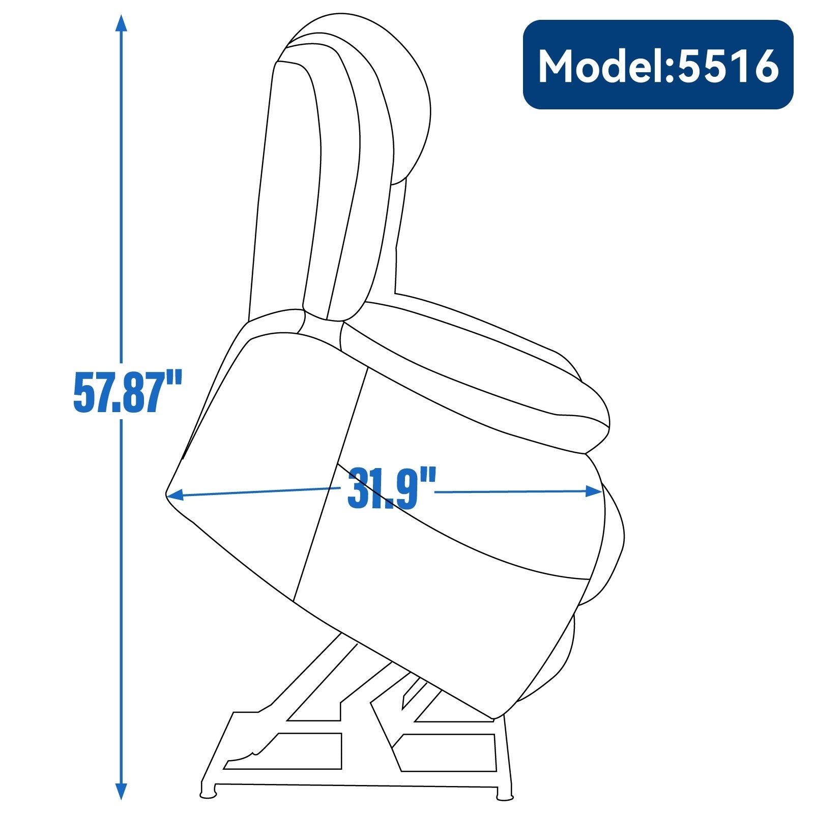 Fauteuil inclinable électrique avec deux moteurs, massage par vibrations à 8 points et chauffage lombaire