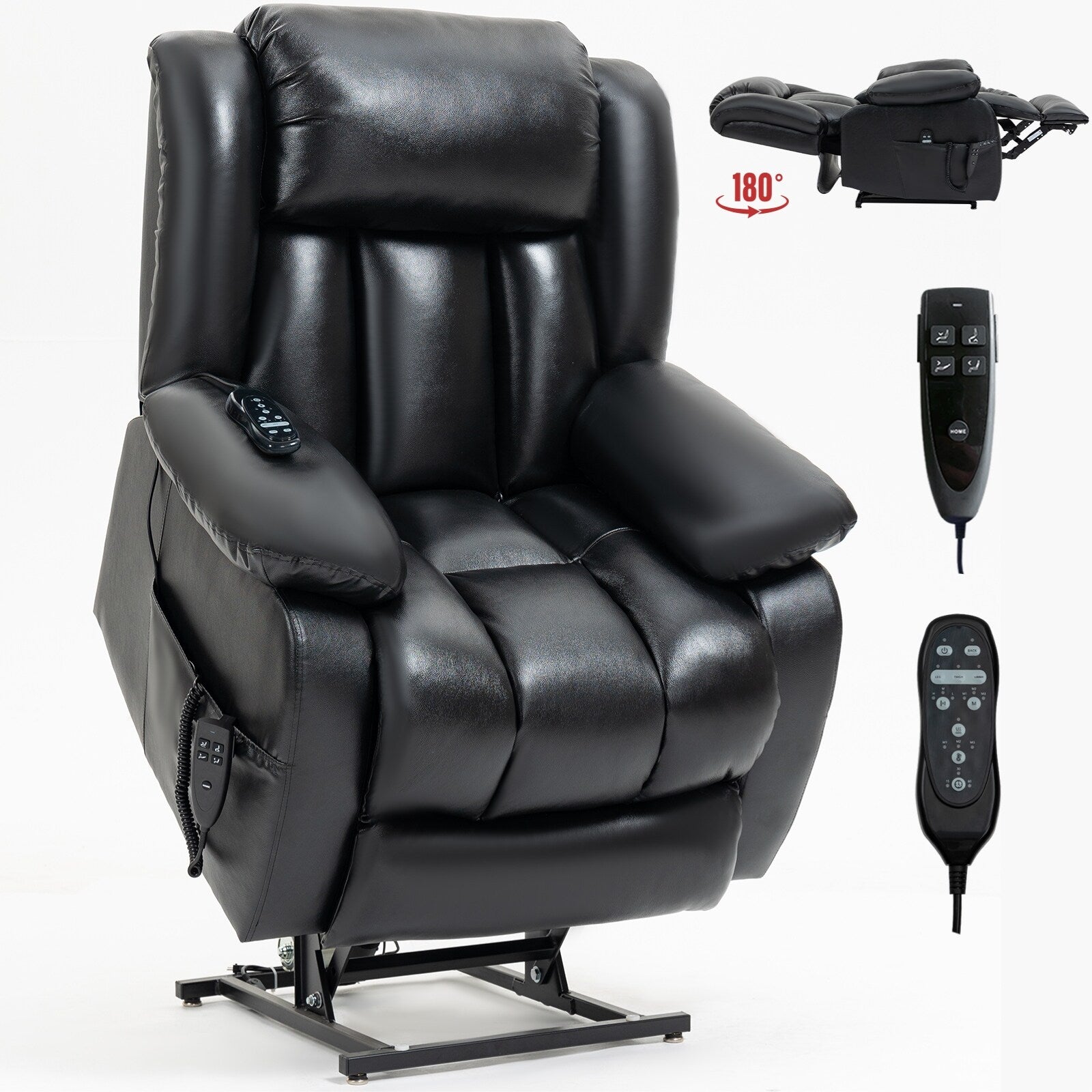 Fauteuil inclinable électrique avec deux moteurs, massage par vibrations à 8 points et chauffage lombaire