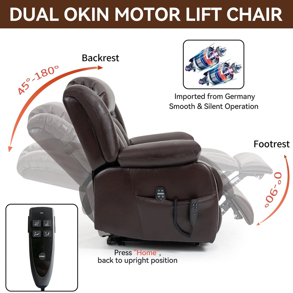 Fauteuil inclinable électrique avec deux moteurs, massage par vibrations à 8 points et chauffage lombaire