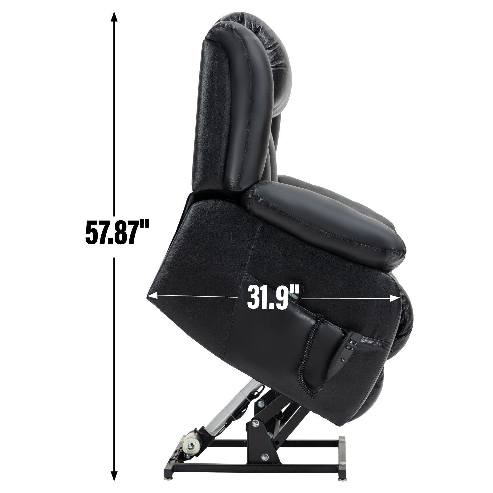 Fauteuil inclinable électrique avec deux moteurs, massage par vibrations à 8 points et chauffage lombaire