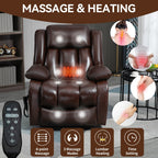 Fauteuil inclinable électrique avec deux moteurs, massage par vibrations à 8 points et chauffage lombaire
