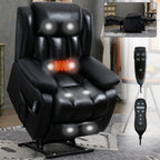 Fauteuil inclinable électrique avec deux moteurs, massage par vibrations à 8 points et chauffage lombaire