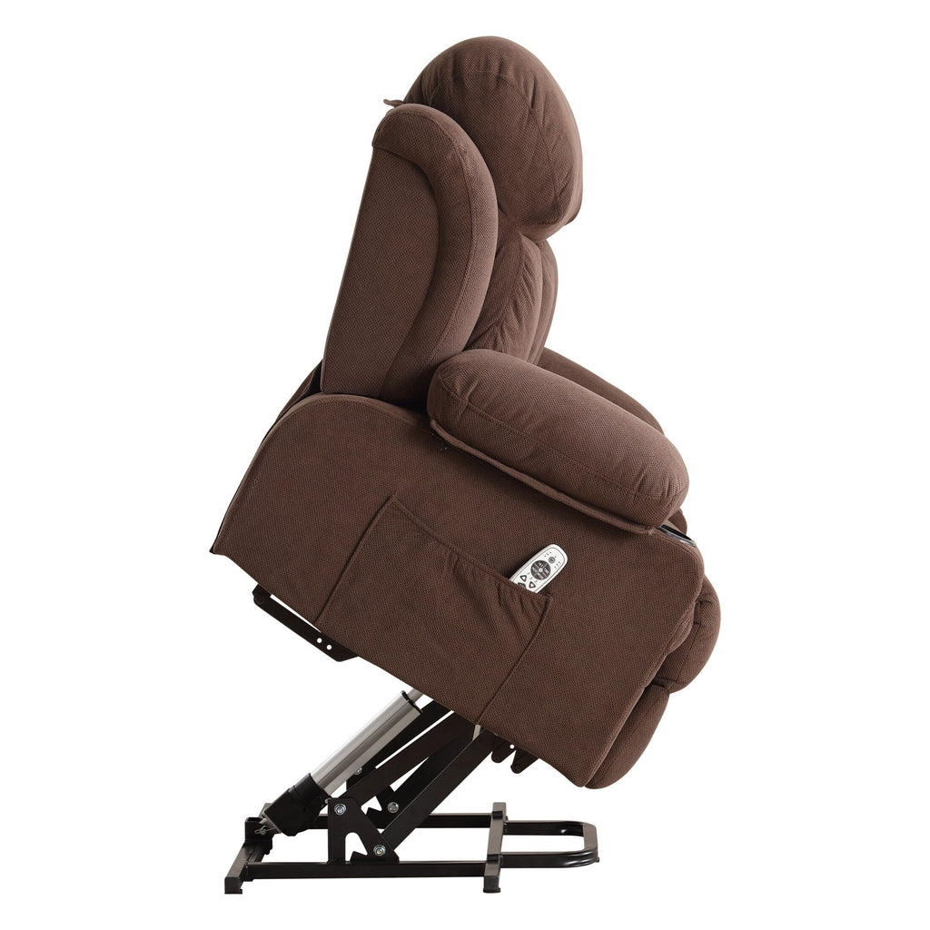 Fauteuil inclinable électrique avec chauffage et massage, chargement USB, télécommande et poches latérales pour personnes âgées