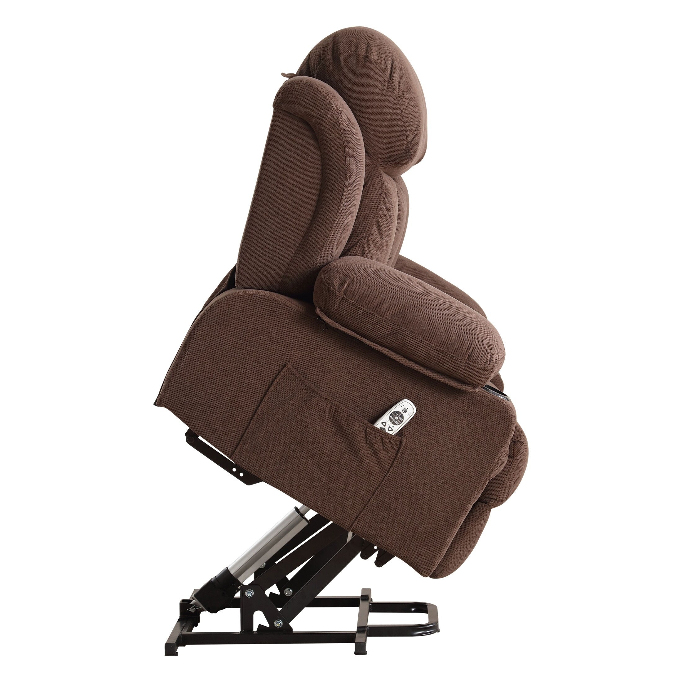 Fauteuil inclinable électrique avec chauffage et massage, chargement USB, télécommande et poches latérales pour personnes âgées