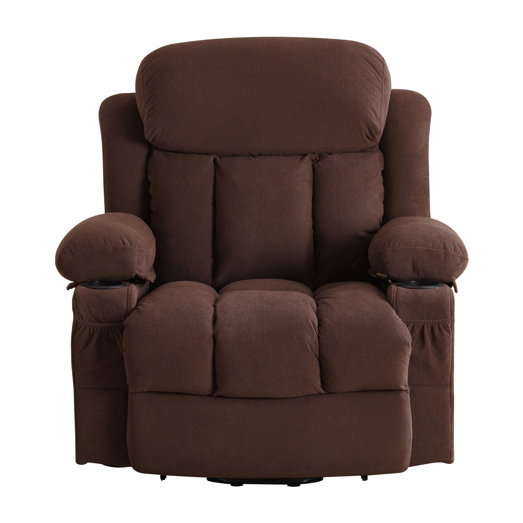 Fauteuil inclinable électrique avec chauffage et massage, chargement USB, télécommande et poches latérales pour personnes âgées