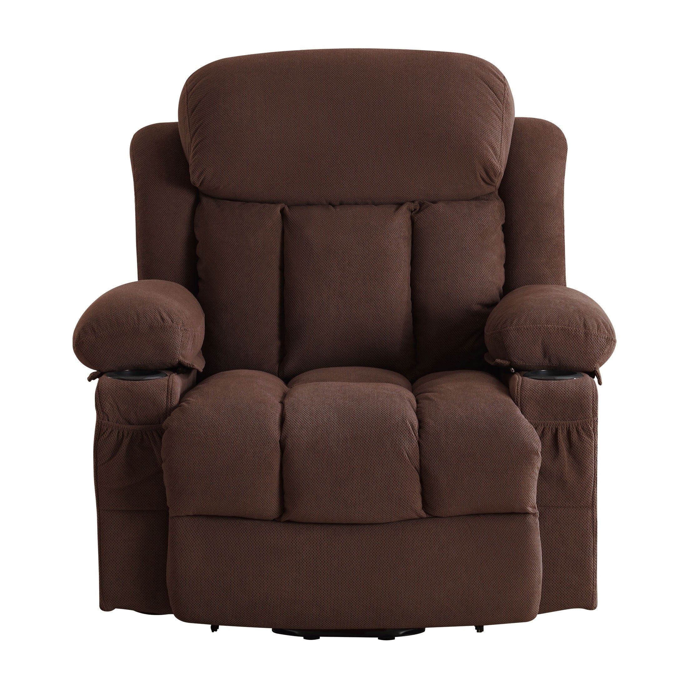 Fauteuil inclinable électrique avec chauffage et massage, chargement USB, télécommande et poches latérales pour personnes âgées