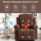 Fauteuil inclinable électrique avec chauffage et massage, chargement USB, télécommande et poches latérales pour personnes âgées