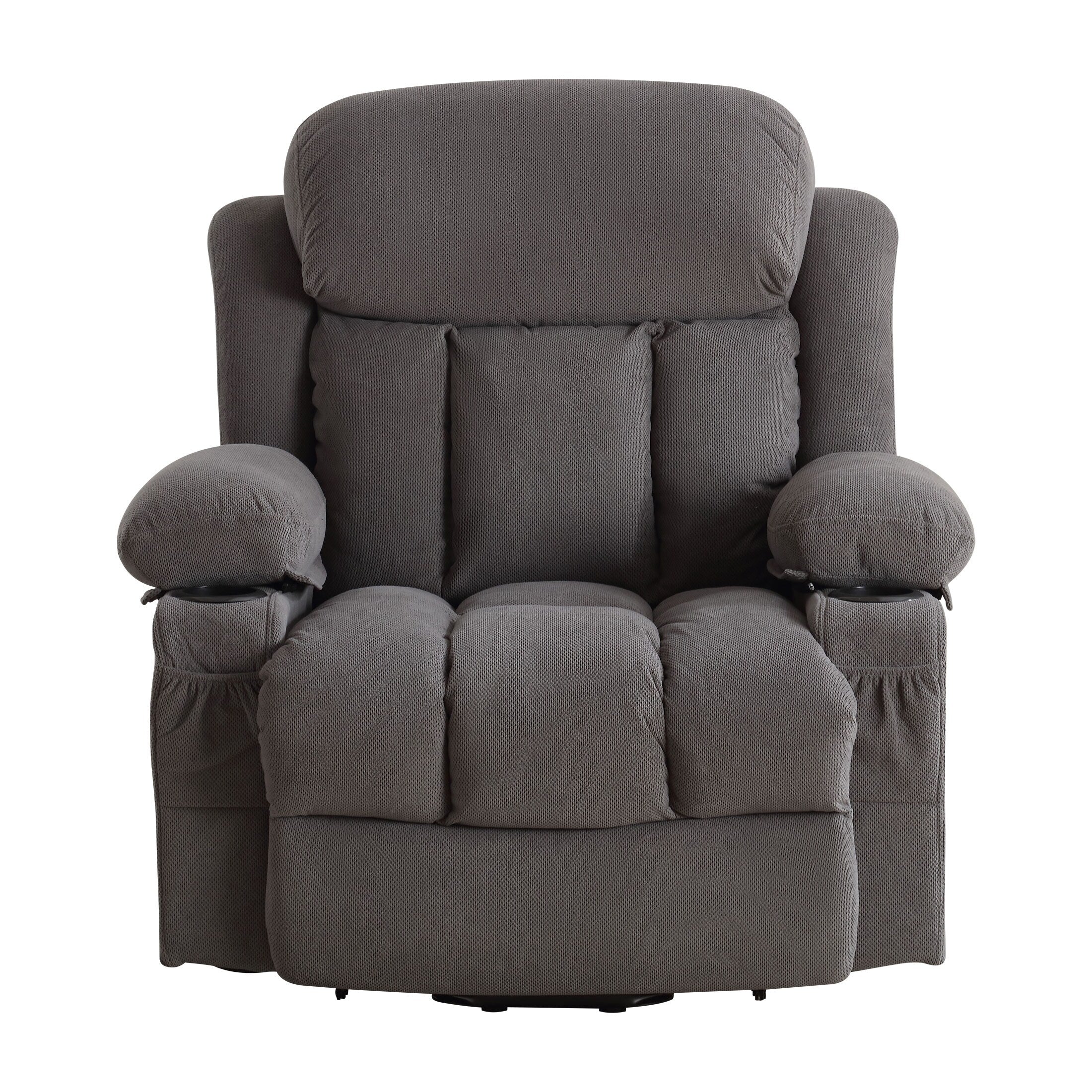 Fauteuil inclinable électrique avec chauffage et massage, chargement USB, télécommande et poches latérales pour personnes âgées