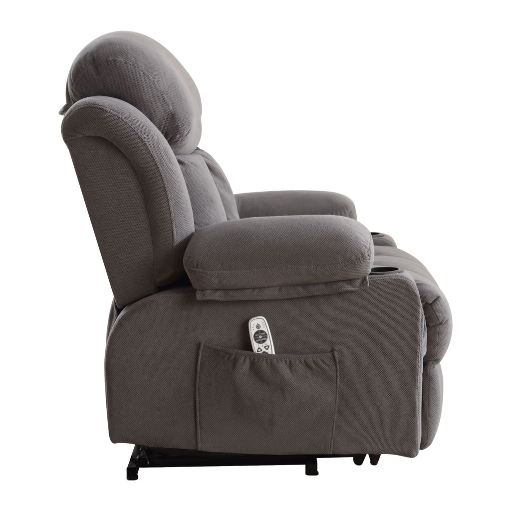 Fauteuil inclinable électrique avec chauffage et massage, chargement USB, télécommande et poches latérales pour personnes âgées