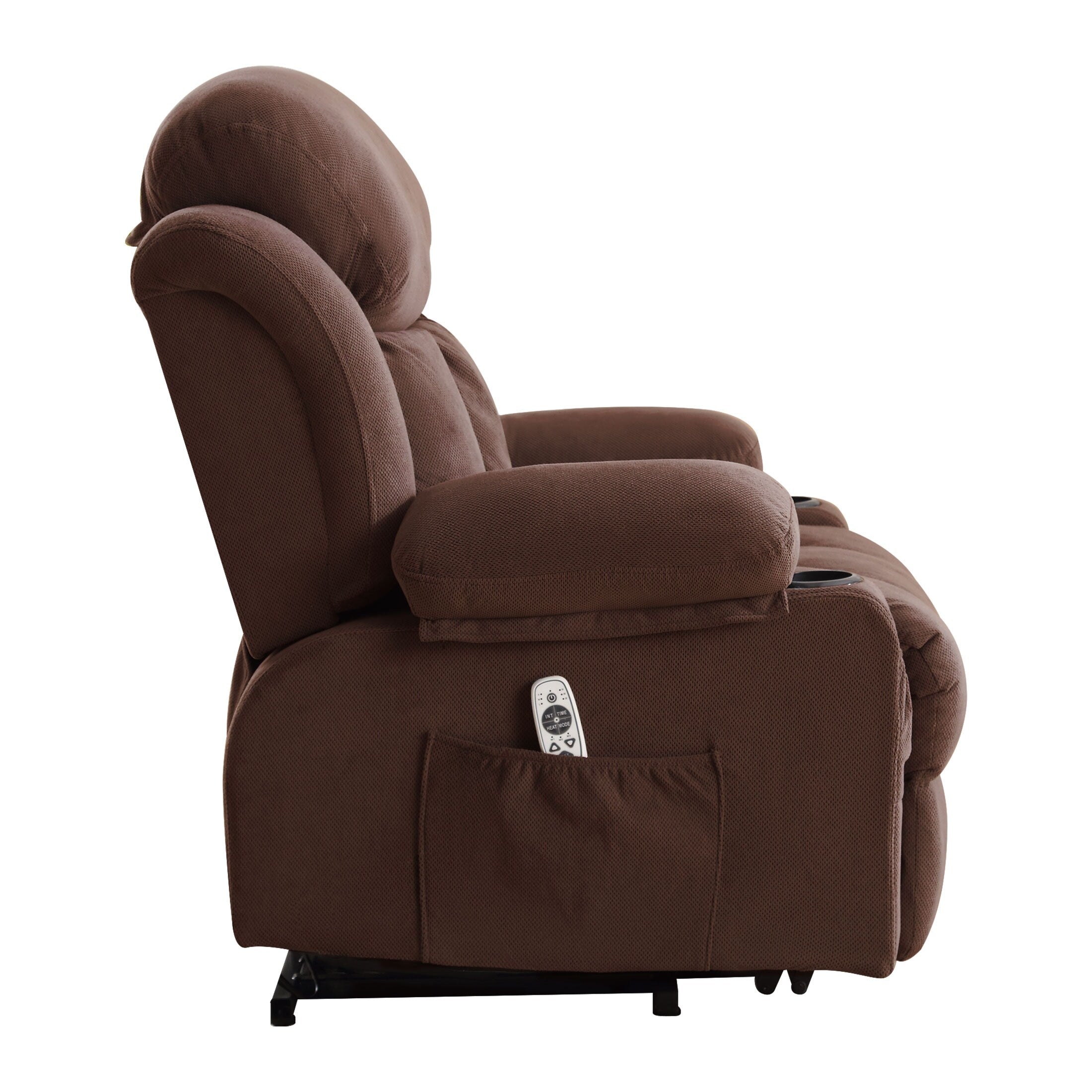Fauteuil inclinable électrique avec chauffage et massage, chargement USB, télécommande et poches latérales pour personnes âgées