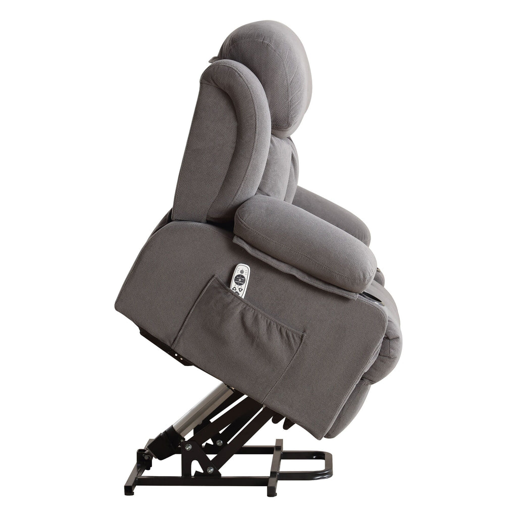 Fauteuil inclinable électrique avec chauffage et massage, chargement USB, télécommande et poches latérales pour personnes âgées