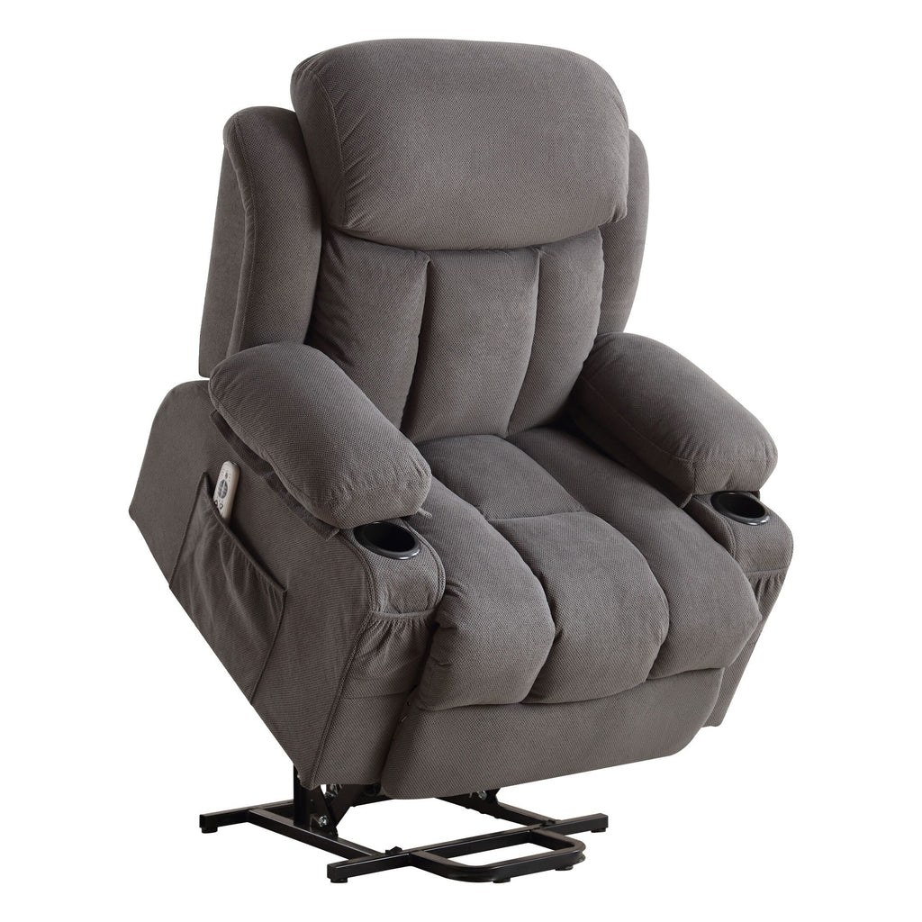 Fauteuil inclinable électrique avec chauffage et massage, chargement USB, télécommande et poches latérales pour personnes âgées