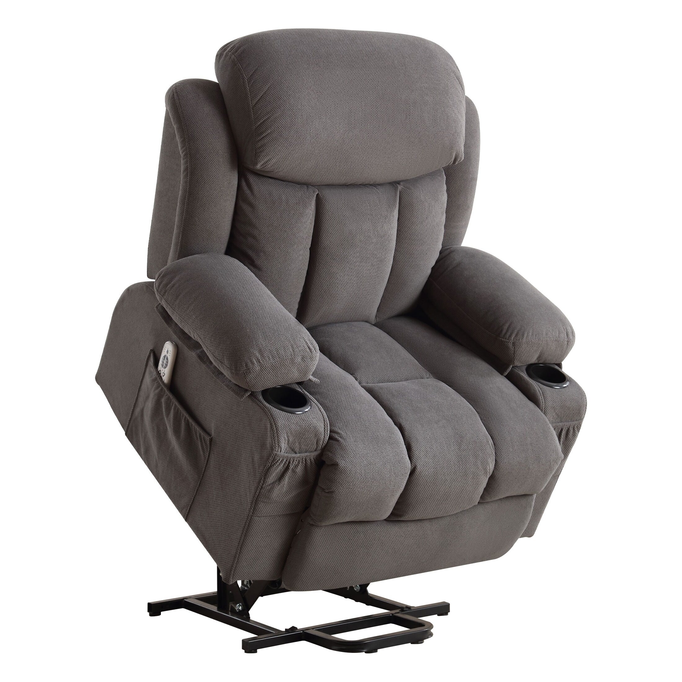 Fauteuil inclinable électrique avec chauffage et massage, chargement USB, télécommande et poches latérales pour personnes âgées