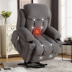 Fauteuil inclinable électrique avec chauffage et massage, chargement USB, télécommande et poches latérales pour personnes âgées