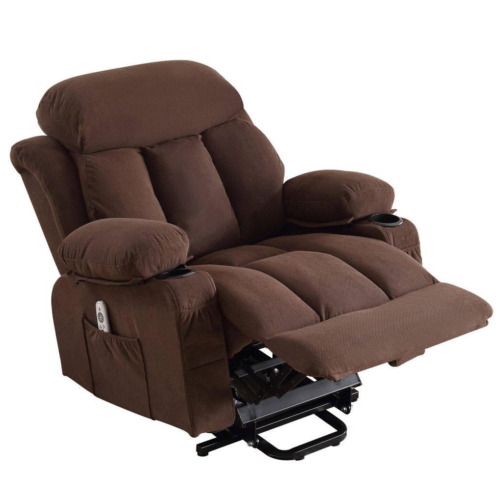 Fauteuil inclinable électrique avec chauffage et massage, chargement USB, télécommande et poches latérales pour personnes âgées